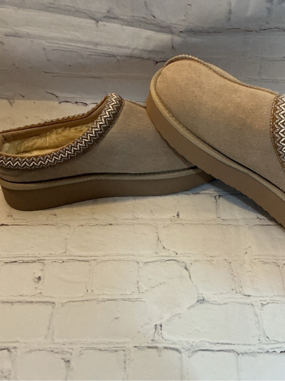 Sand Embroidered Slip-On House Shoes 9-9.5 NWOT